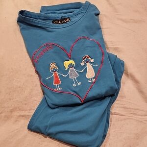Stylish Blue Kids Pajama Set with Friends Design
